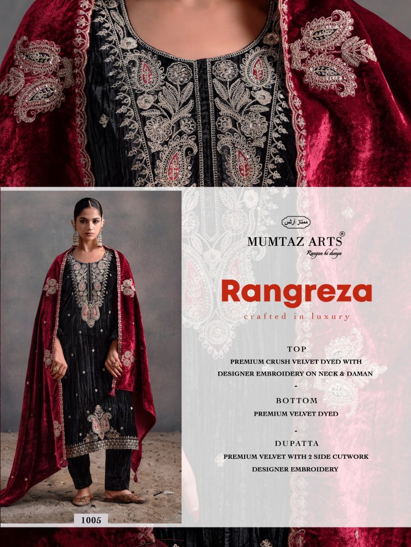 Rangreza By Mumtaz Arts Crush Velvet Designer Salwar Suits 